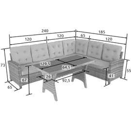 Tectake tectake® Rattan Lounge Catania für 6 Personen, widerstandsfähig
