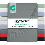 Komfortec Spannbettlaken Jersey 200 x 200 cm grau