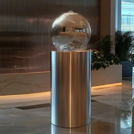 könige hausdeko gmbh Kugelbrunnen Ø25cm mit LED auf zylindrischen Edelstahl Eimer H60cm