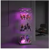 Furnishings Home Glasvitrine Vitrine Doppeltür Hoch Eckvitrine, Mit Sicherheitsschloss (Größe:42 x 36 x 125 cm, 1 tlg) Standvitrine, Mit LED-Beleuchtung, perfekt für Sammler, vielseitig weiß