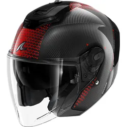 Shark RS Jet Carbon Ikonik, Jethelm - Schwarz/Rot - XS