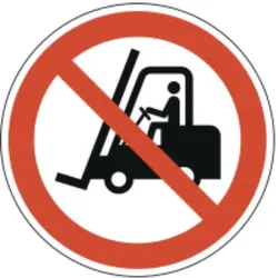 Verbotsschild als Symbol für Flurförderzeuge verboten nach ISO 7010