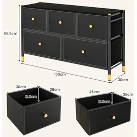 Costway Kommode 8 Schubladen Metall 100 cm x 58,5 cm x 30 cm schwarz