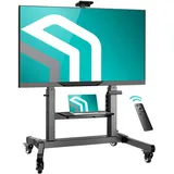 ONKRON Motorisierter TV Ständer rollbar für 50-100 Zoll bis 120 kg, höhenverstellbar mit Fernbedienung 1000x600 VESA TV Wagen mit Rollen neigbar Schwarz TS1991E