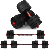 wuuhoo® Kurzhantelset Arni, 2er Set Hantel 27mm, Kurzhantel & Langhantel mit Gewichten 10kg bis 40kg, extra Lange Verbindungsstange - Fitnessgerät aus Kunststoff für Zuhause 30 kg (schwarz)