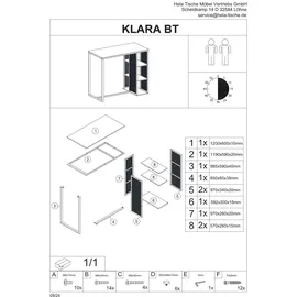 HELA Tische Bartisch Klara 120 x 60 x 103 cm Eiche Dunkelgrau