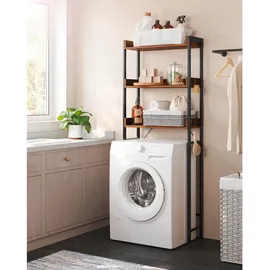 VASAGLE Waschmaschinenregal 63 x 25 x 165 cm Braun-Schwarz