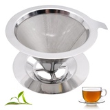 Kaffeefilter Edelstahl, Kaffeefilter Wiederverwendbar Kaffeefilterhalter, Pour Over Kaffeefilter aus Edelstahl Papierlose Coffee Filter Manuellem Filterkaffee Dauer Kaffeefilter mit Sockel, 1-2 Tassen