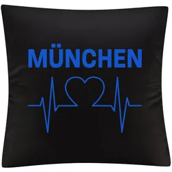 multifanshop Kissenbezug - München blau - Herzschlag - Druck blau - Kissen