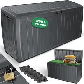 Kesser KESSER® Auflagenbox Kissenbox 290 Liter mit abschließbarem Deckel Haltegriffe Gartenbox