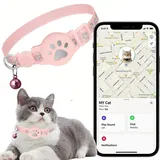 Katzenhalsband mit GPS für kleine Katze und Hund (nur iOS), Mini GPS Tracker Katze Ohne ABO, Keine monatlichen Gebühren, SIM-Karte, Echtzeit-Tracking katzentracker (Halsband + Tracker pink)