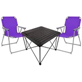 Mojawo 3teiliges Campingmöbel Set Campingtisch Campingstuhl L70xB70xH56cm - Schwarz/Lila