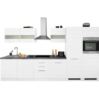 Kochstation Küche »KS-Luhe«, 360 cm breit, wahlweise mit oder ohne E-Geräten, gefräste MDF-Fronten, weiß