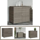 Gartenschrank Grau 83x45x76 cm Poly Rattan - Outdoor-Schrank - Gartenschrank - Stauraum - Gartenorganisation - Wetterfest