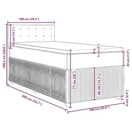 vidaXL Boxspringbett 100 x 200 cm Hellgrau