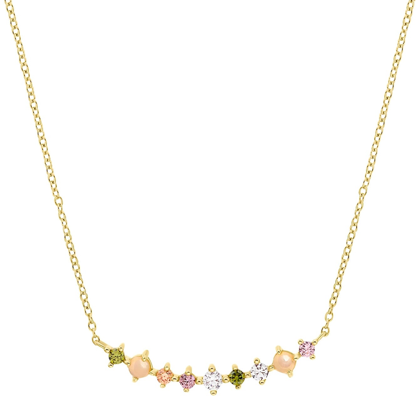 Kette ohne Anhänger »Colorful Stone, 2036071«, mit Zirkonia, 63601418-0 goldfarben-kristallweiß-hellgrün-rosa-lila mit Zirkonia