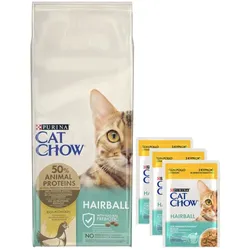 PURINA Cat Chow Special Care Hairball Control 15kg + CAT CHOW Hairball 3x85g