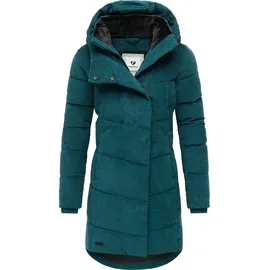 Ragwear Damen Langer Wintermantel wasserdicht in Kord-Optik warmer Steppmantel mit Samt-Haptik Pavla Cordy YOUMODO Ocean Green Gr. 3XL - 3XL