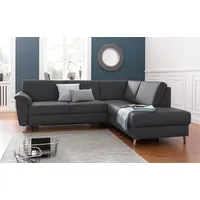 sit&more Ecksofa Texel L-Form, mit Federkern, wahlweise mit Bettfunktion und Bettkasten schwarz