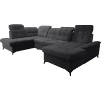 Robin Inspire Ecksofa Mit Schlaffunktion 2 Bettkasten U Form Sofa Eckcouch Schlafcouch Freistehend Verstellbare Sitztiefe Rückenhöhe Neo 343 x 21... - Schwarz