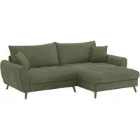 Ecksofa HOME AFFAIRE "Blackburn II" Sofas Gr. B/H/T: 246cm x 71cm x 170cm, Cord, Recamiere rechts, grün (stripes 8641 green) Wahlweise mit Kaltschaumpolsterung bis 140 kg belastbar