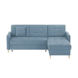 Sofa.de Ecksofa mit Schlaffunktion Venus ¦ blau ¦ Maße (cm): B: 222 H: 87 T: 162