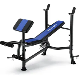 Verstellbare Hantelbank mit Beinstrecker und Preacher Curl Blau