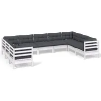 vidaXL Garten-Lounge-Set 9-tlg. weiß Kiefernholz