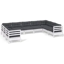 vidaXL Garten-Lounge-Set 9-tlg. weiß Kiefernholz