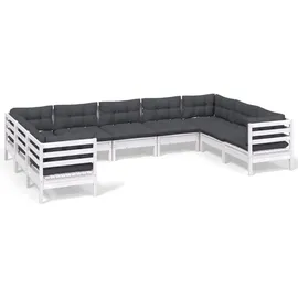 vidaXL Garten-Lounge-Set 9-tlg. weiß Kiefernholz