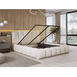 luxkor24 Polsterbett, Ecru, Textil, 160x200 cm, Schlafzimmer, Betten, Polsterbetten