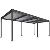 Mendler Alu Pergola HWC-L41, Lamellen-Pavillon Terrassenüberdachung, stabiles 8cm-Metall-Gestell 3x6m ~ anthrazit