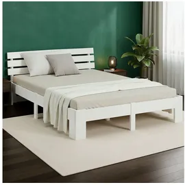 Homestyle4u Holzbett 180 x 200 cm Weiß