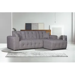 Ecksofa HOME AFFAIRE "Nosia L-Form", grau, B:234cm H:85cm T:163cm, 100% Polyester, Sofas, incl. 2 Zierkissen, mit feiner Steppung