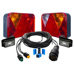Lichtset: DOBPLAST Rücklichter + DOBPLAST LED-Seitenlichter + MANTES 7m 13-PIN Kabelbaum + Schnellverbinder
