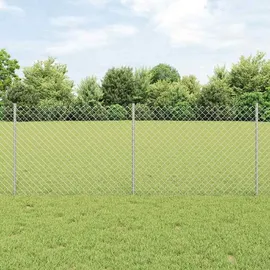 vidaXL Zaun mit Pfosten 0,8 x 25 m Silber/Stahl