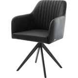 DeLife Esszimmerstuhl Greg-Flex Echt-Leder Schwarz Kreuzgestell kantig Schwarz Taschenfederkern