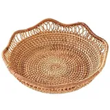 Obstschale Aus Weide, Geflochtener Weidenkorb, Obstteller, Tabletts, Organizer, Servierkorb, Brotkorb Aus Rattan Für Ess- Und Couchtisch-small