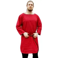 Battle Merchant Kostüm Langarm-Tunika aus Baumwolle, rot, Gr. XL