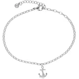 FIRETTI Fußkette FIRETTI "Schmuck Geschenk Körperschmuck Maritim Anhänger Anker+Seil Ankerkette", silber (silberfarben), Fußketten, Damen, Edelstahl