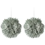 Creativ green Winterliche Kunstpflanze CREATIV GREEN "Weihnachtsdeko", grün, H:14cm Ø:14cm, Kunststoff, Kunstpflanzen, Kugel Ø 14 cm, mit künstlichem Schnee bedeckt, 2er-Set