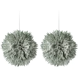 Creativ green Winterliche Kunstpflanze CREATIV GREEN "Weihnachtsdeko", grün, H:14cm Ø:14cm, Kunststoff, Kunstpflanzen, Kugel Ø 14 cm, mit künstlichem Schnee bedeckt, 2er-Set