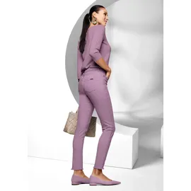 Madeleine "Jeans Mid Waist Skinny-Hose mit Fransen", Damen, Gr. 18, N + K Gr, lila (malve), Obermaterial: 92% Baumwolle CO. 6% Polyester PES. 2% Elasthan EL., Modern, normal, Jeans, mit Fransensaum