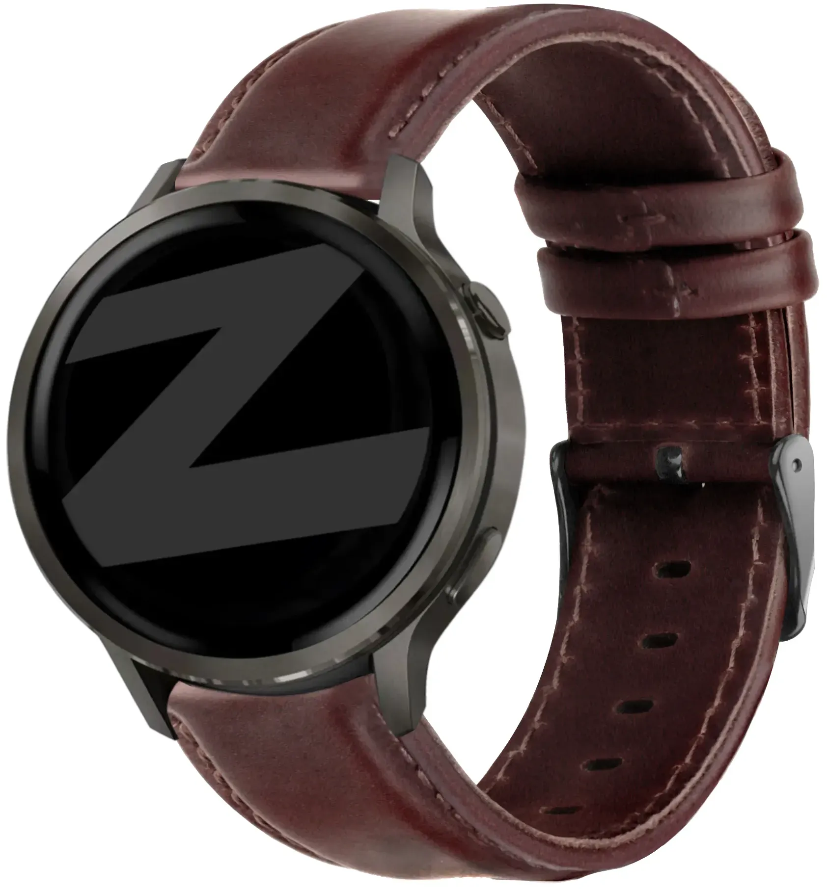 Bandz Garmin Approach J1 Armband Leder 'Classic' für Garmin Approach J1 - Dunkelbraun - Schnallenverschluss