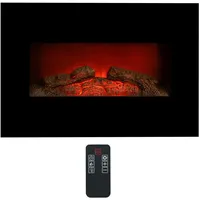 Classic Fire Memphis Elektrokamin mit Heizung - Elektroheizung 1800W - Kaminofen mit Fernbedienung und Timer - Elektroherd mit LED-Flammen - Wandmontage - Schwarz
