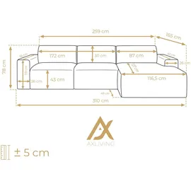 ax living Eckcouch L Form Grau