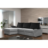 JVmoebel Ecksofa Design Ecksofa Schlafsofa Bettfunktion Couch Leder Polster Textil, Mit Bettfunktion grau|schwarz