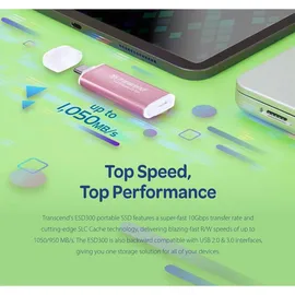 Transcend ESD300 Portable SSD 2 TB USB-C silber TS2TESD300S