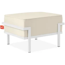 konsimo® Gartenlounge-Hocker, Weiß, Creme, Metall, Textil, 1-Sitzer, Füllung: Schaumstoff, Rechteckig, 69x44x54 cm, Hergestellt in Europa, Gartenmöbel, Gartenstühle, Gartenhocker
