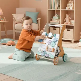 Labebe Lauflernwagen aus Holz für Babys ab 1 Jahr Laufwagen Holz-Walker Holzwagen Gehhilfe für Kleinkinder - Bunt